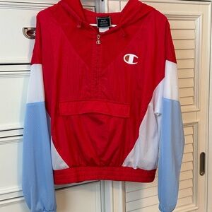 Champion Red white and blue pullover windbreaker size small
